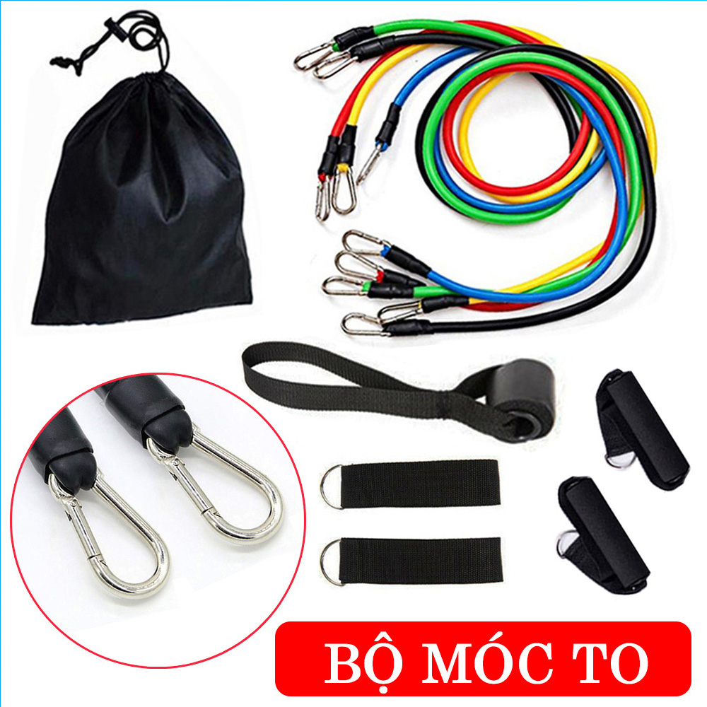 BỘ 5 DÂY DÂY KHÁNG LỰC TẬP GYM - MÓC THÉP TO CHẮN CHẮN HỖ TRỢ TẬP GYM ĐA NĂNG