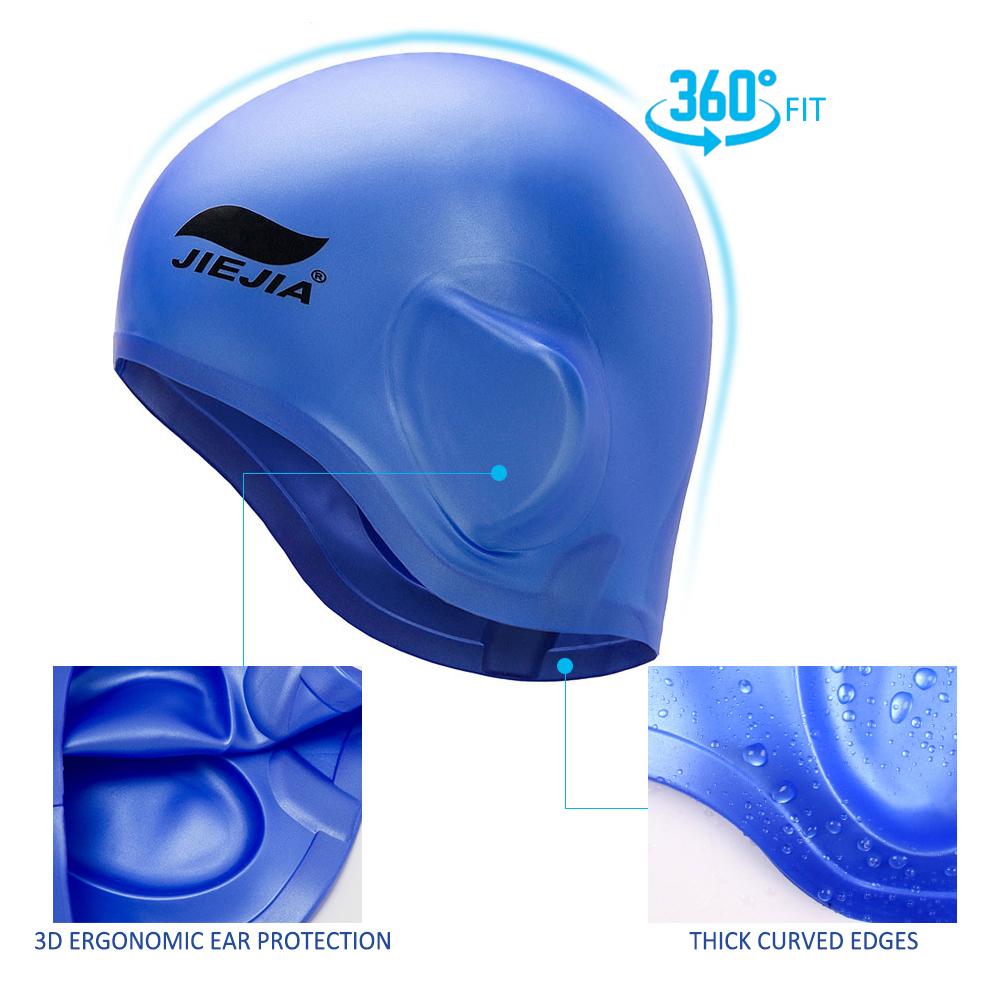 Mũ bơi Silicone 3D có kẹp mũi & nút bịt tai cho nam nữ
