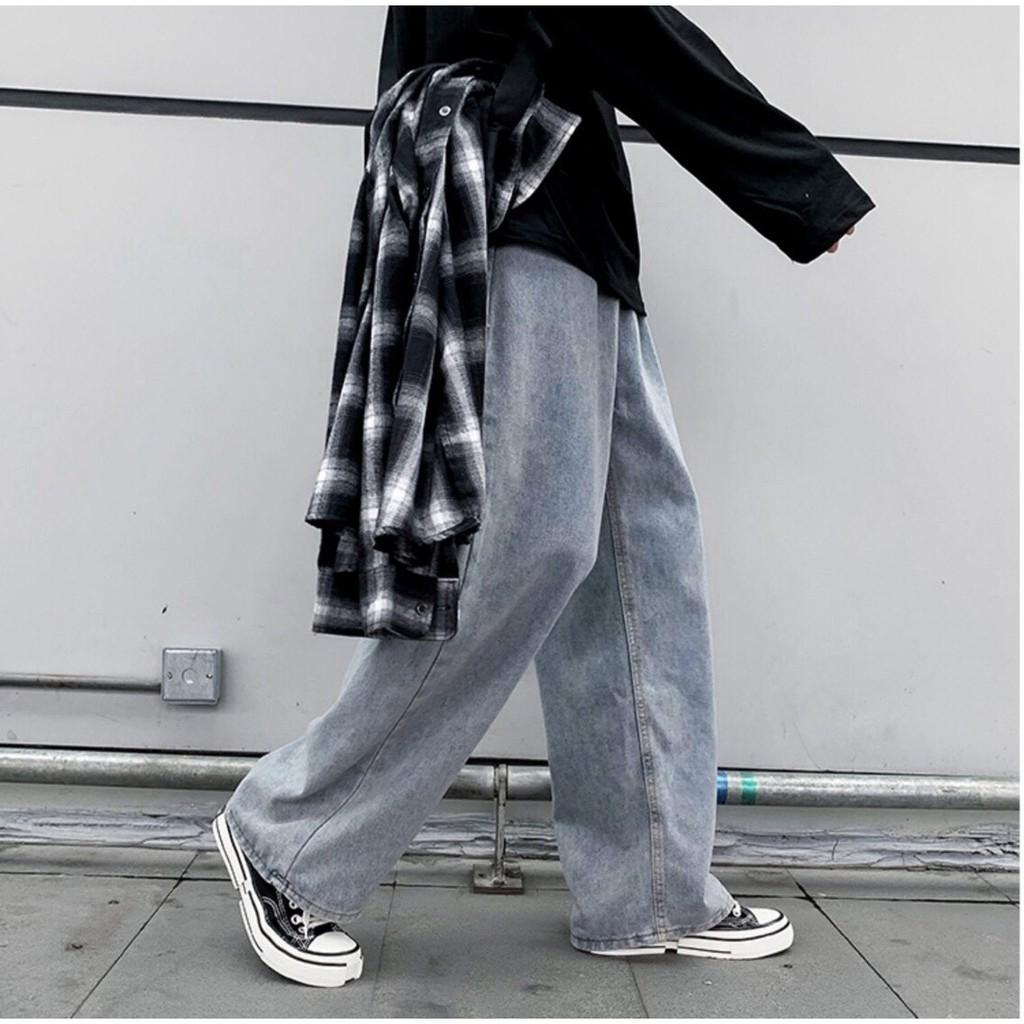 Quần Jean Baggy nam xanh sáng nhạt ống xuông rộng SR01 style hàn quốc 2021