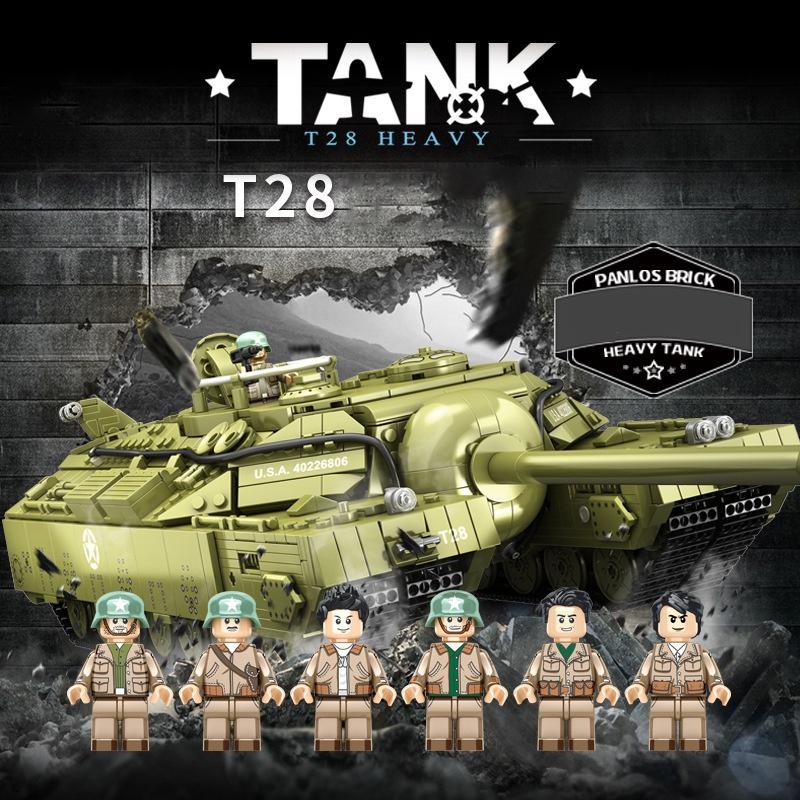 Đồ chơi Lắp ráp Xe Tăng hạng nặng T-28, Panlos 628010 Heavy Tank, Xếp hình thông minh, Mô hình Xe tăng