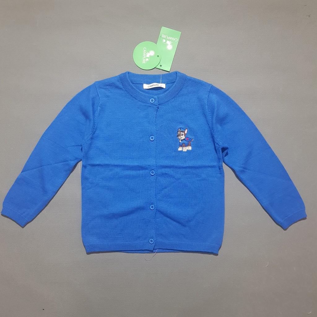 Áo khoác len dệt kim phong cách cardigan mềm mại ấm áp thêu paw patrol cho bé