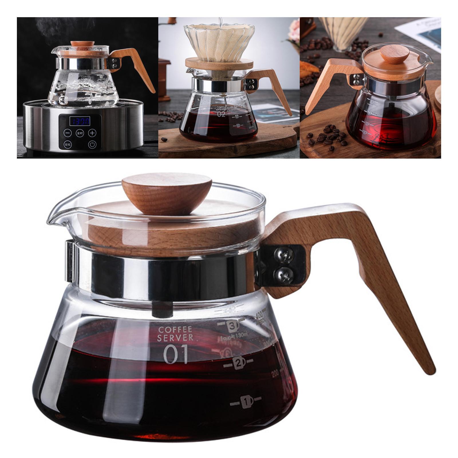 Anti-Scalding Coffee Pot V60 Carafe Wood Lid Accessories Coffee Maker for Kitchen Barista