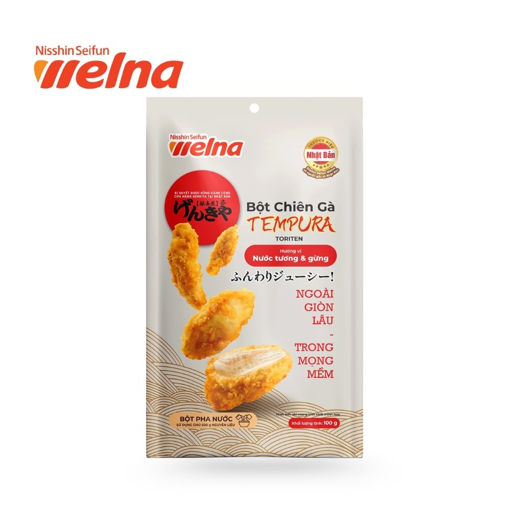 Bột Chiên Gà Tempura Hương vị Nước Tương Và Gừng Gói 100g - Nisshin Seifun Welna