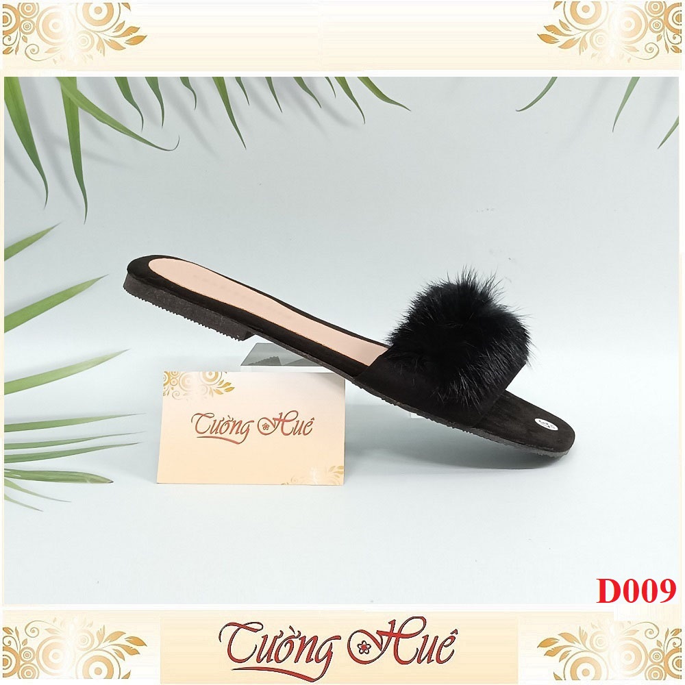 Dép Nữ Đế Bệt Quai Ngang Lông Xù Sang Chảnh - D009