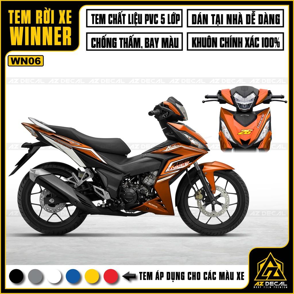 Tem Rời Dán Xe Winner V1 / 150 Mẫu HYPER | WN06 | Decal Chế Xe Chất Liệu PVC Chống Nước, Chống Bay Màu - Xanh Trắng