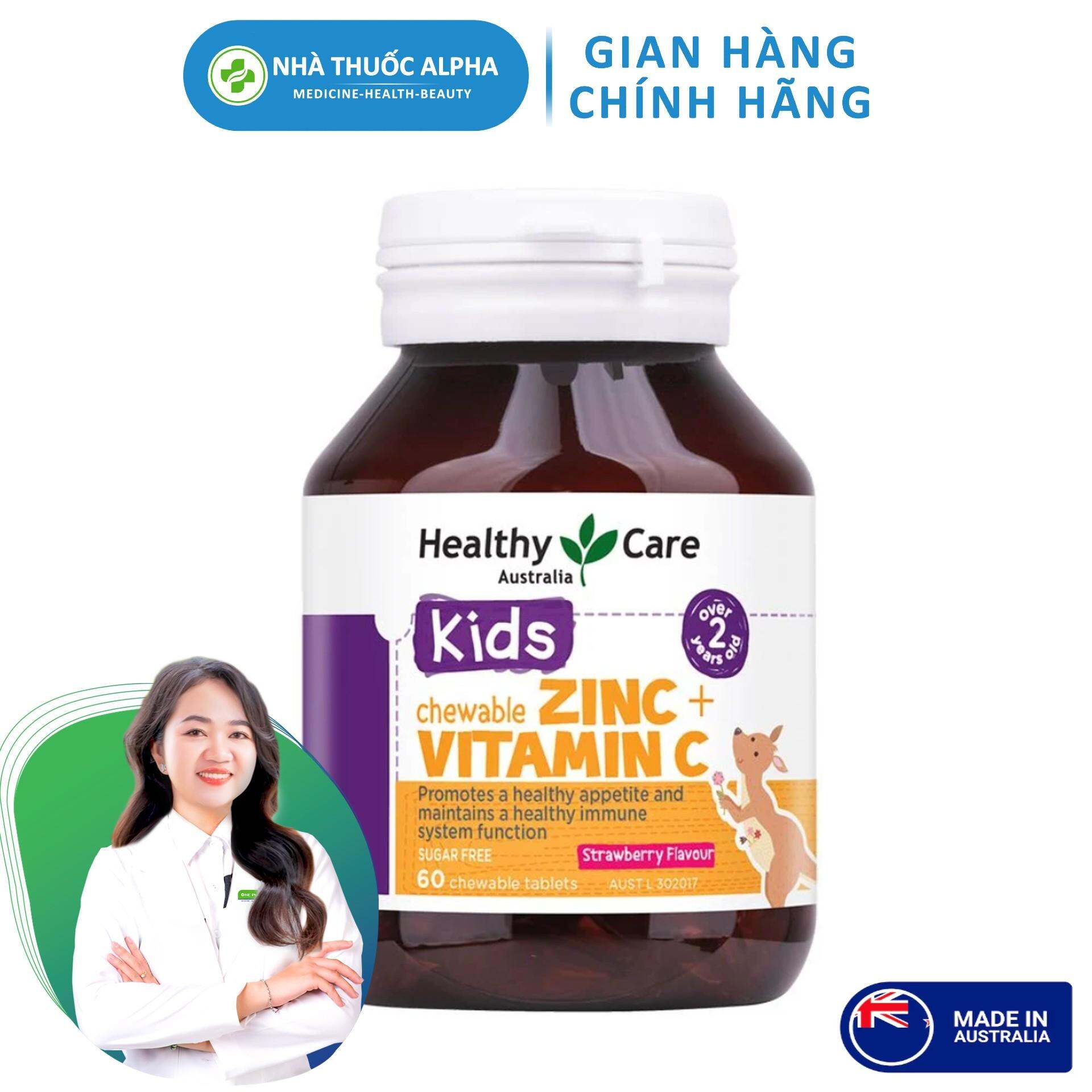 Viên nhai hỗ trợ bổ sung kẽm cho bé Healthy Care Zinc + Vitamin C 60 Viên