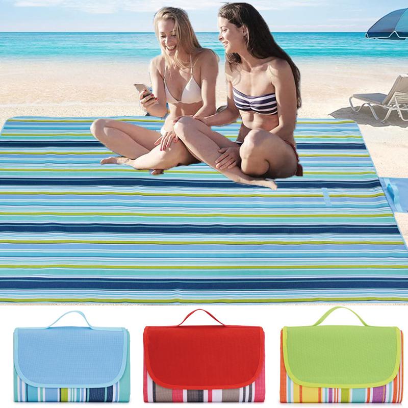 195X200Cm Thảm Cắm Trại Kẻ Sọc Xếp Cắm Trại Nệm Cho Bé Leo Ngoài Trời Chống Nước Dã Ngoại Biển Chăn Cho Nhiều Người Chơi Dã Ngoại