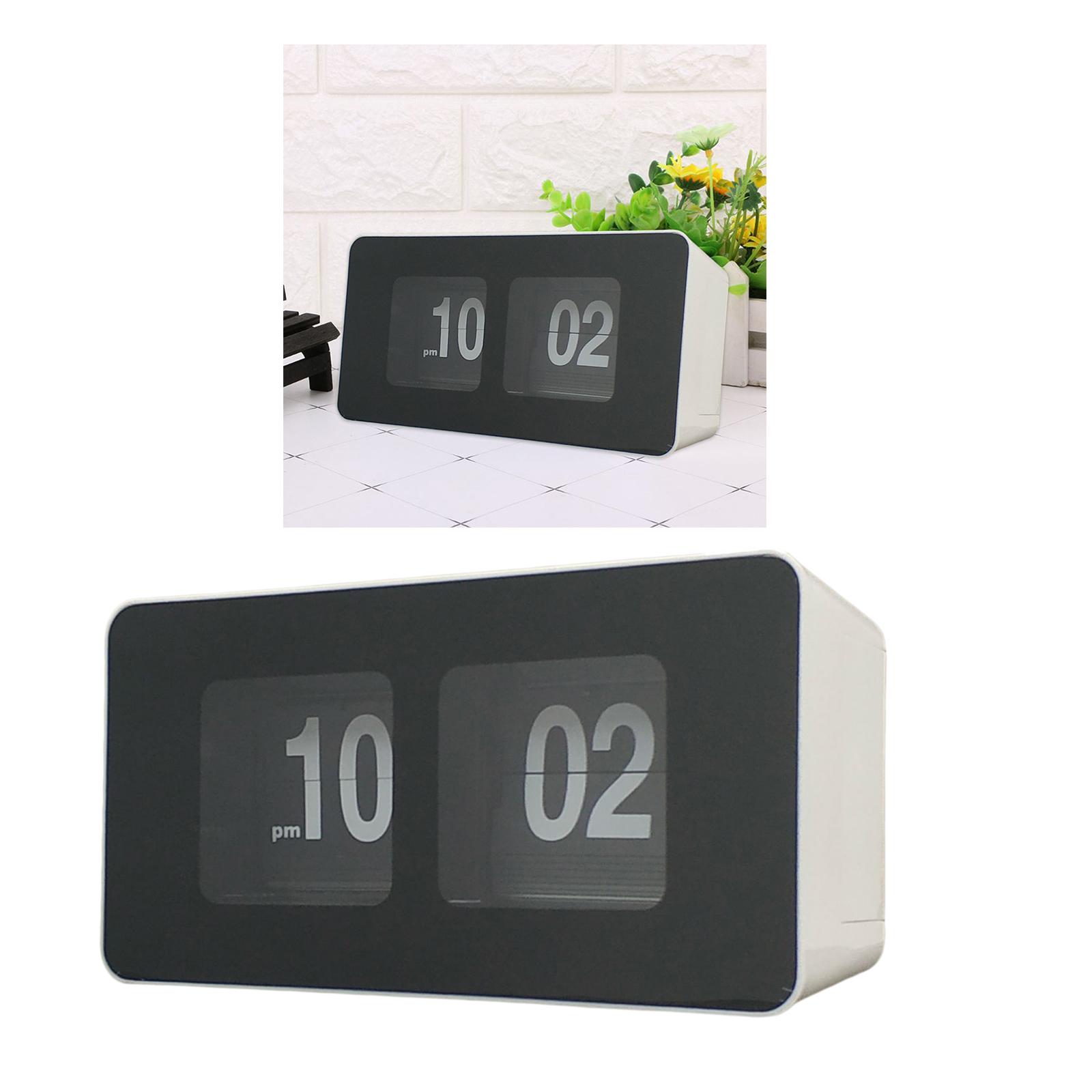 Auto Flip Clock Desk Clock Digital Battery Operated Table File Down Page Clocks Non Ticking Silent Sweep for Bedroom Living Room Decor Home Office