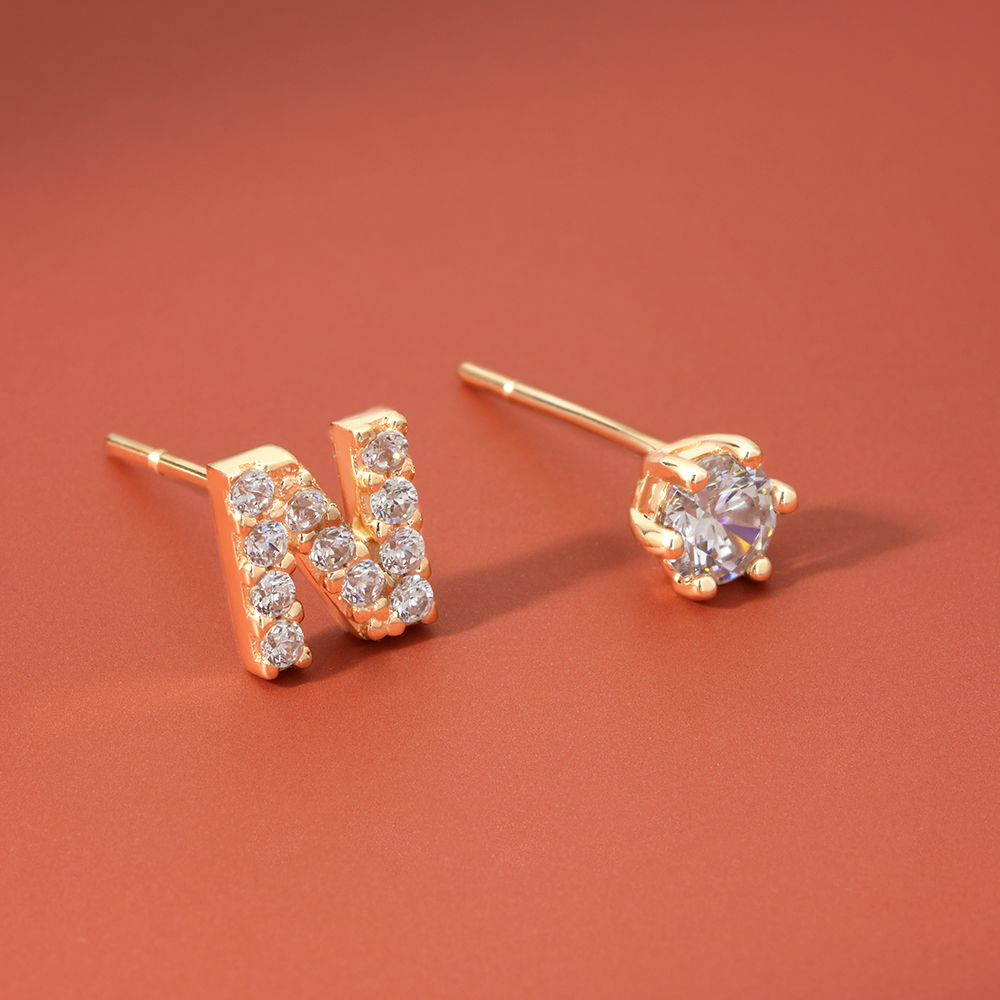 Bông Tai Nữ Chữ N Vàng Tây 14K BTAM111 Huy Thanh Jewelry