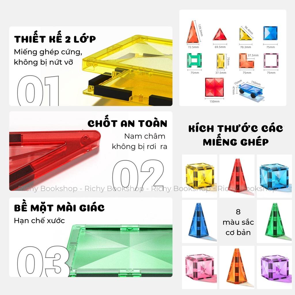 Đồ Chơi Xếp Hình Nam Châm Sắc Màu Phản Chiếu Ánh Sáng - Colorful Magnetic Tiles Mideer