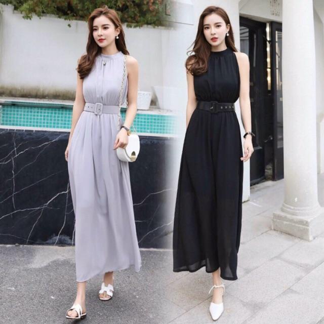 Đầm maxi cổ yếm đai eo S.MLXL