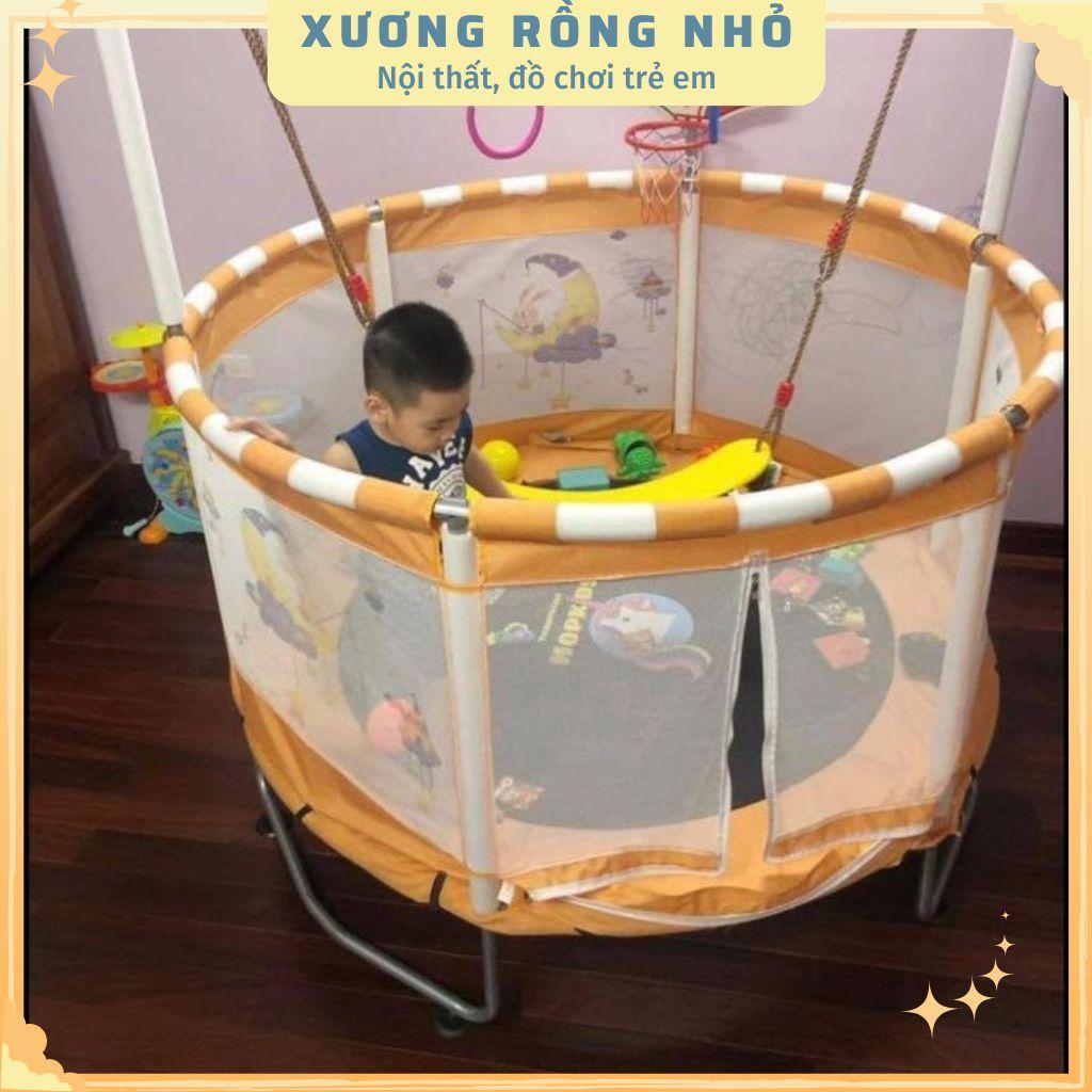 Sàn nhún, quây bóng, nhà bóng cho bé có xích đu, tay vịn kèm xà đơn bóng rổ vận động đường kính 1,5m