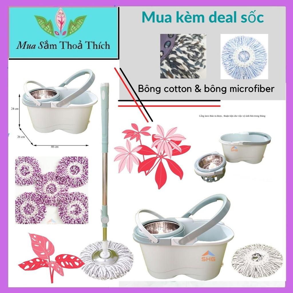 BỘ LAU NHÀ 360 ĐỘ RỜI LỒNG DỄ VỆ SINH, LỒNG VÀ MÂM INOX, SIÊU SẠCH,SIÊU KHÔ