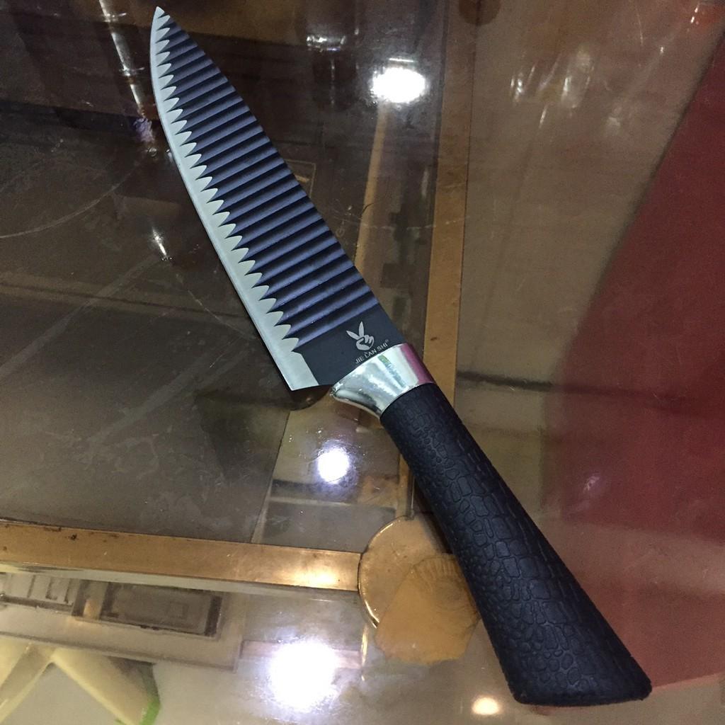 Dao thái thịt, chống dính, lượn sóng màu đen dài 32.5cm - ko2