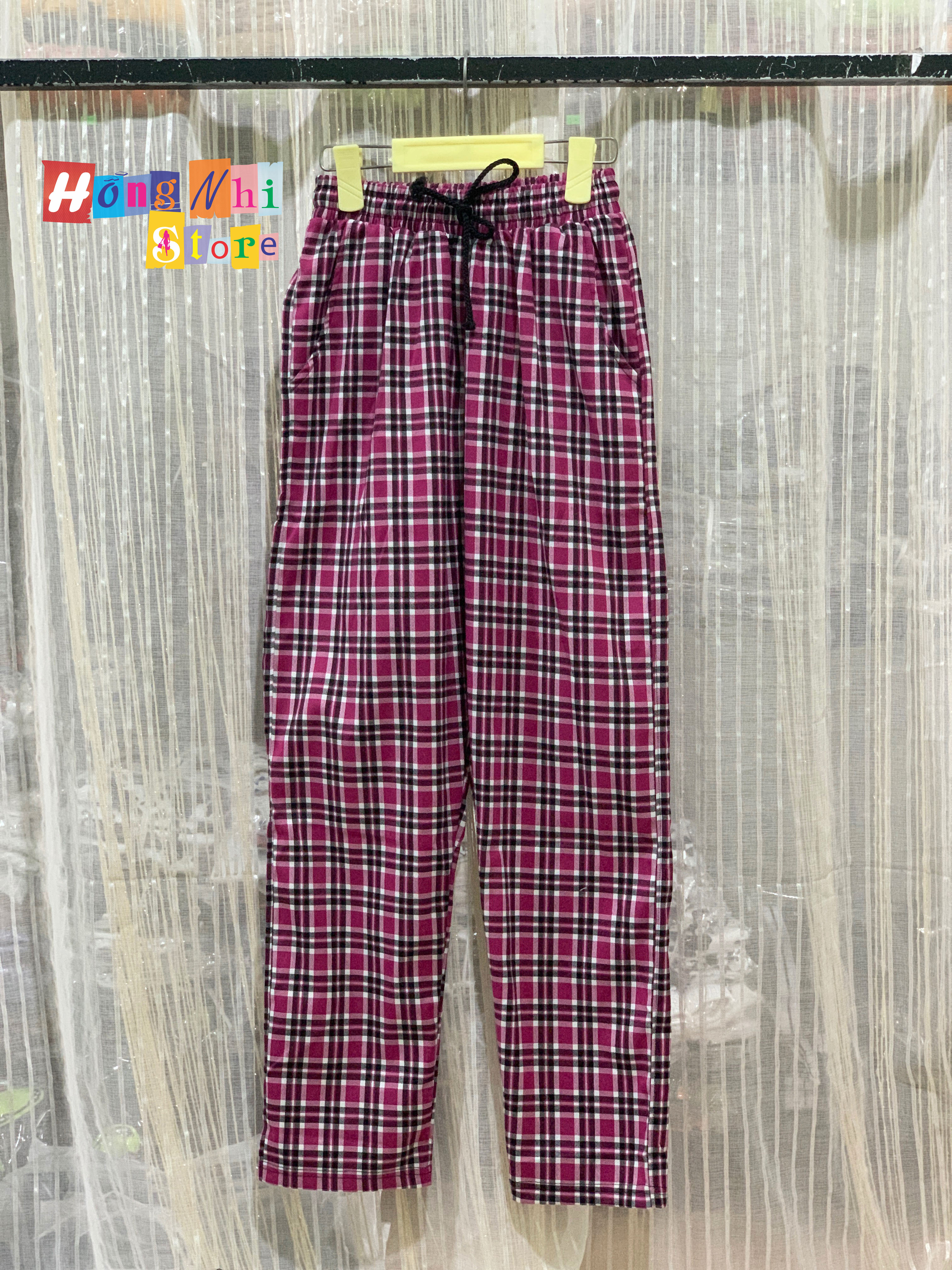 Quần Sọc Caro Unisex Quần Baggy Caro Lưng Thun Plaid Pants Cao Cấp - MM - M