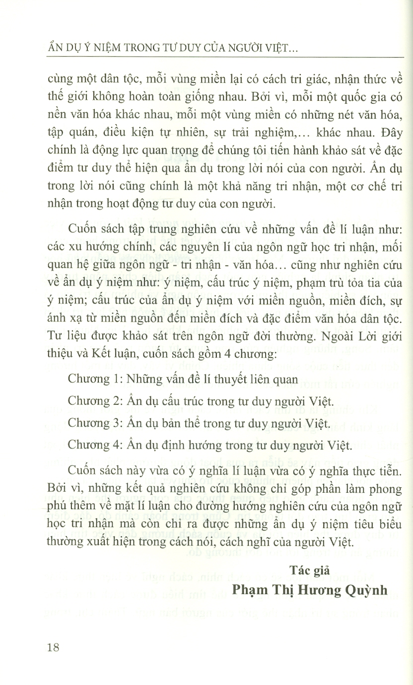 Ẩn Dụ Ý Niệm Trong Tư Duy Của Người Việt (Khảo Sát Trên Tư Liệu Ngôn Ngữ Đời Thường Của Người Việt Ở Một Số Tỉnh Đồng Bằng Bắc Bộ)