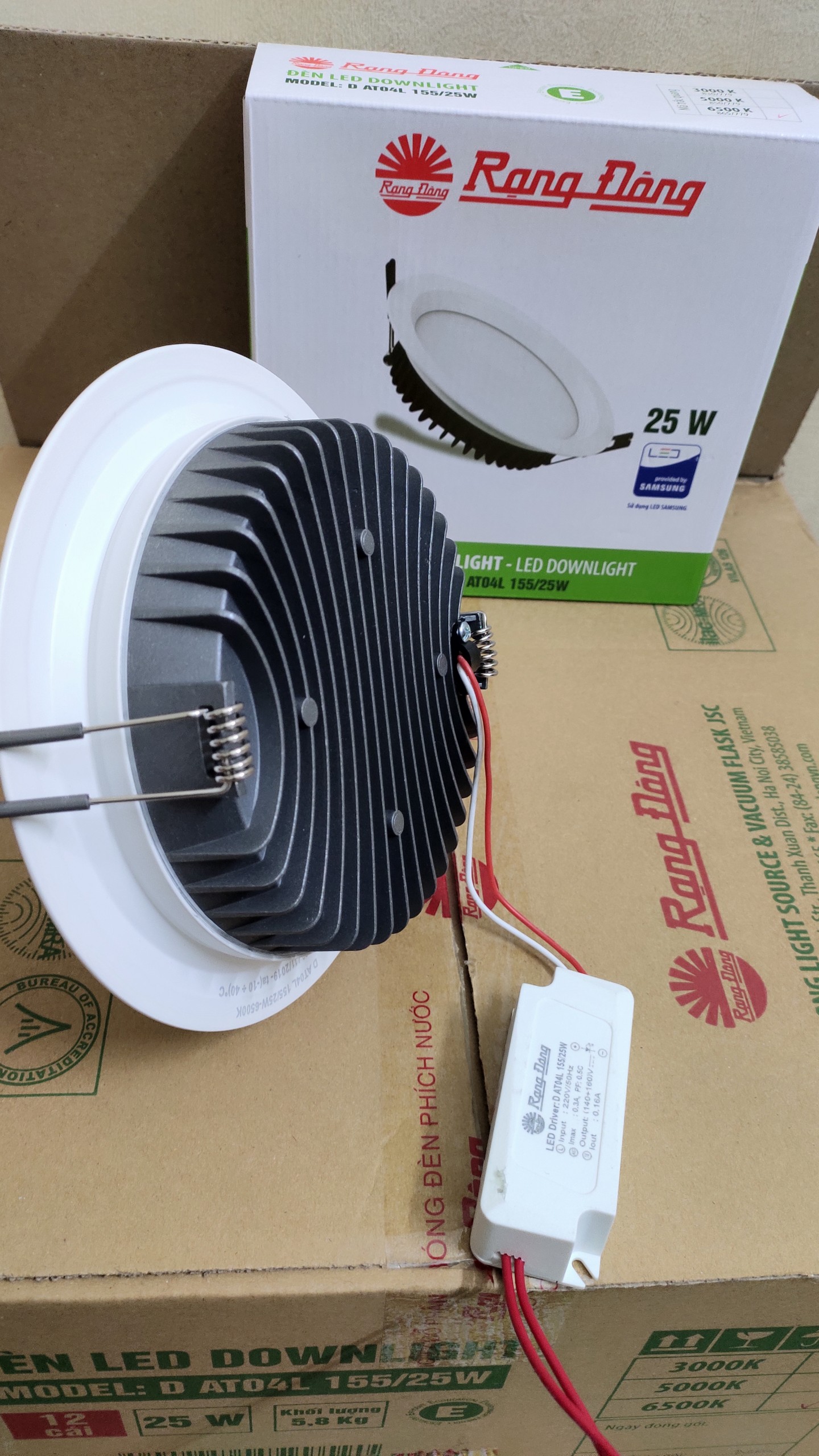 Combo 3 Bóng Đèn LED Âm Trần Downlight D AT04L 155 25W, Khoét trần 155mm