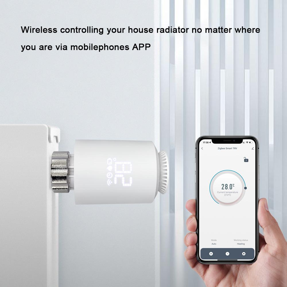 Tuya Zigbee Thermostatic Radiator Valves Intelligent Wireless Mobilephone App Control Home Heating Thermostat Temperature Controller Radiator Thermostat Compatible with Amazon Alexa Google Home