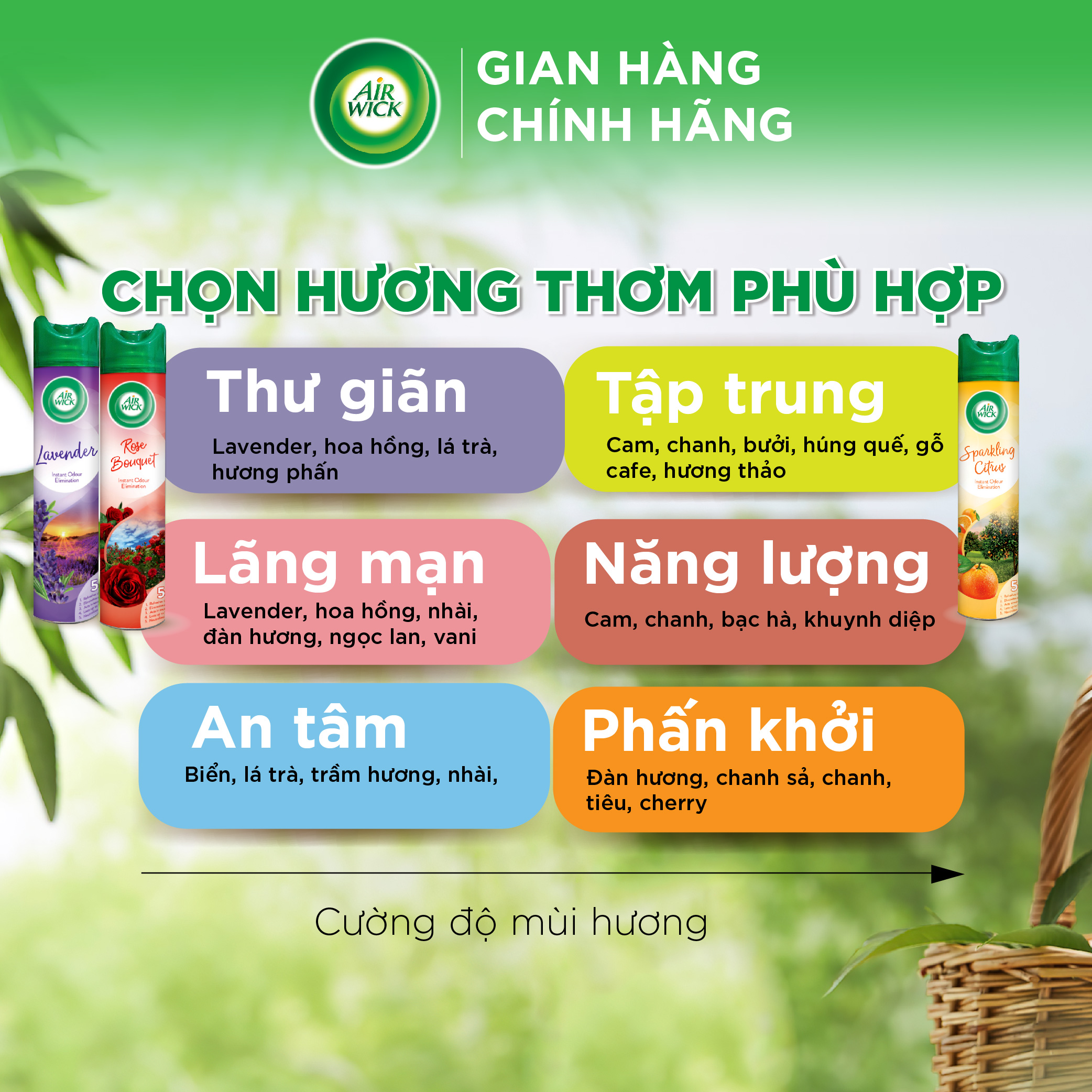 Chai xịt thơm phòng hương cam quýt AIRWICK hương thanh mát, vòi xịt thông minh giúp tỏa hương dễ dàng 300ml