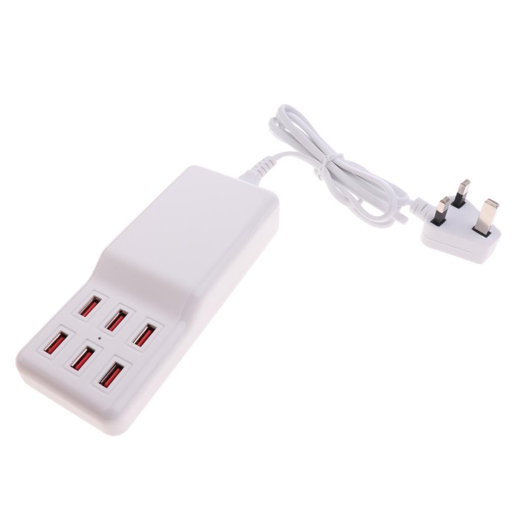 1x UK Plug High Speed 6 USB Ports USB Power Charge Adapter For Charging
