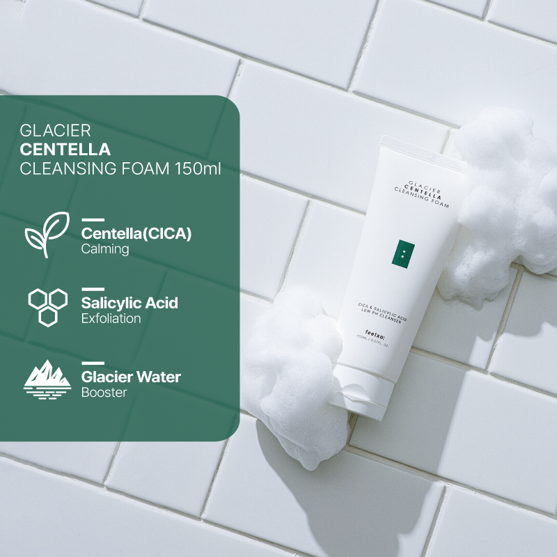 Combo Sữa Rửa Mặt Cleansing Foam, Toner Ampoule Centella và Serum Glacier Centella Dành Cho Da Nhạy Cảm, Da Mụn Feelxo