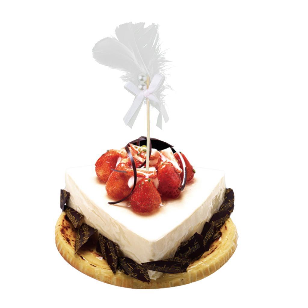 Cake Topper Insert Sticks with Feather Wedding Party Cake Decoration White