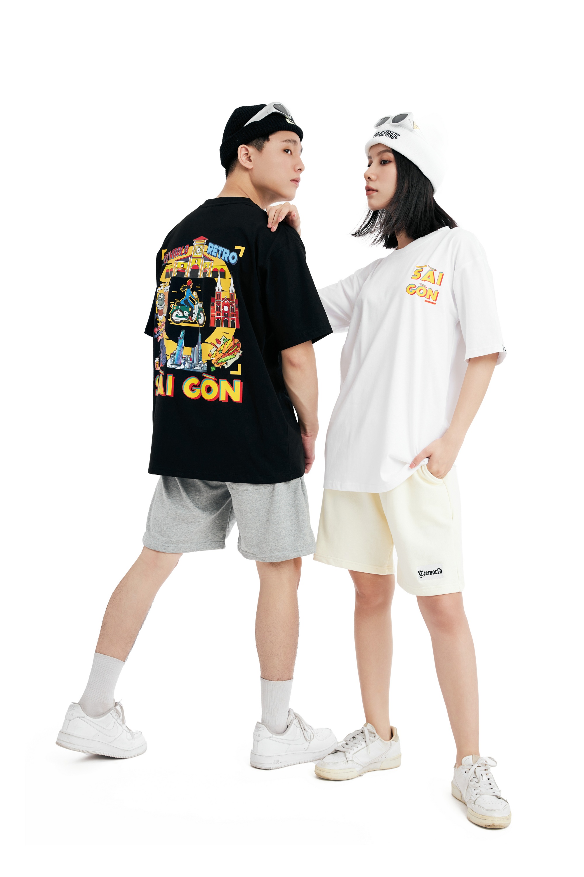 Áo thun Teeworld Sài Gòn Retro Nam Nữ Trắng Đen Form Rộng Unisex