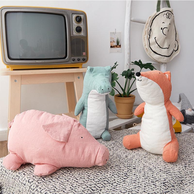 Vải Lanh Cotton Ngủ Gối Hình Thú Nhồi Bông Mềm Sang Trọng Gối Sofa Chăn Ga Gối Trang Trí Hoạt Hình Plushs Đồ Chơi Cho Trẻ Em Bé Món Quà Sinh Nhật