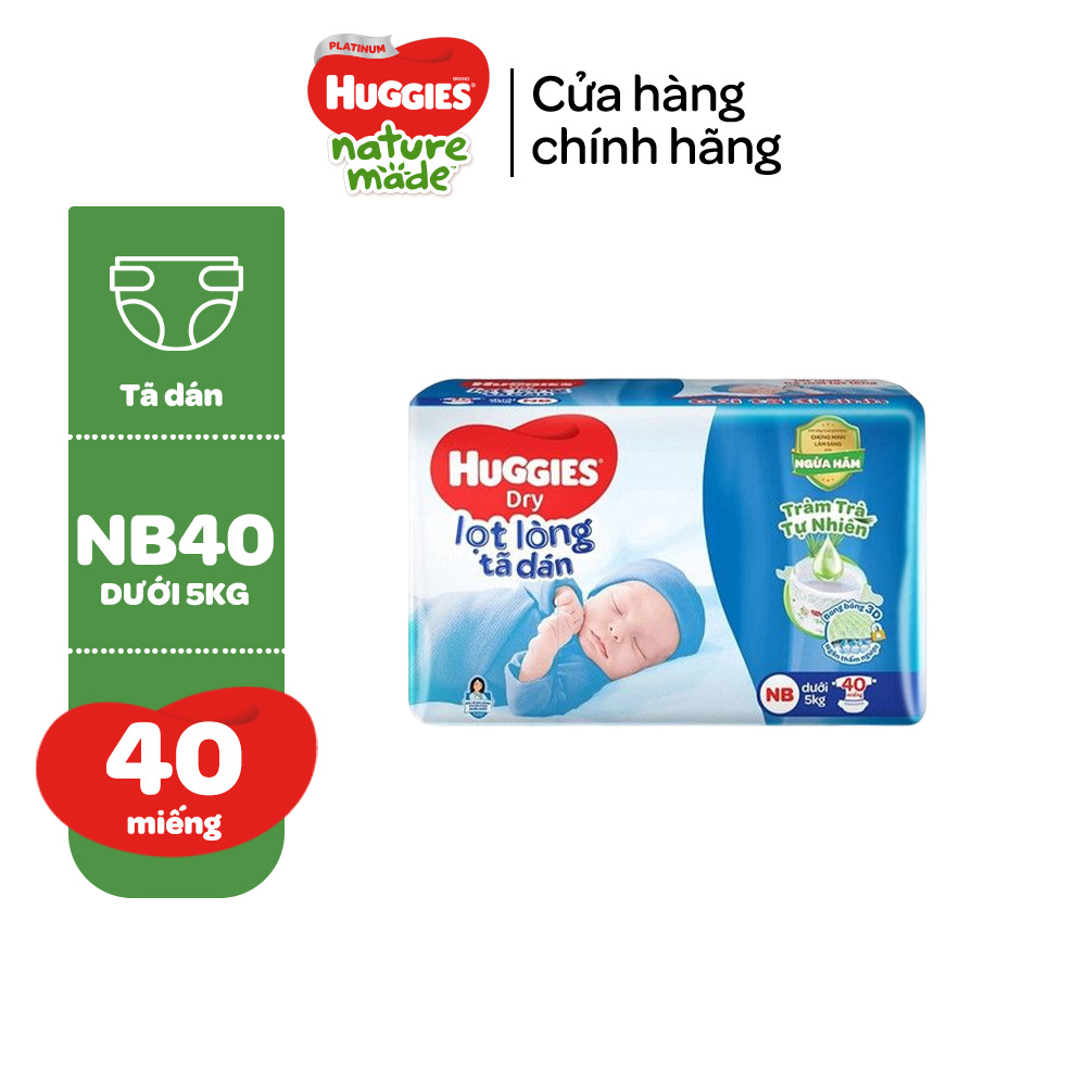 [Tặng kèm miếng] Tã dán sơ sinh Tràm Trà Tự Nhiên Huggies NB40/NB70/S54/S80