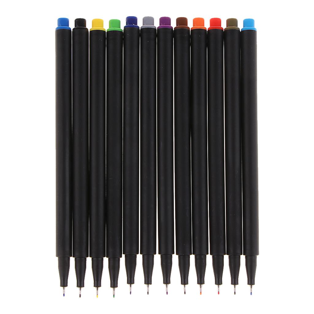 12 Colors Fineliner Pens Set,Fine Tip Colored Writing Drawing Markers Pens Fine Line Point Marker Pen for Diary Hand Account
