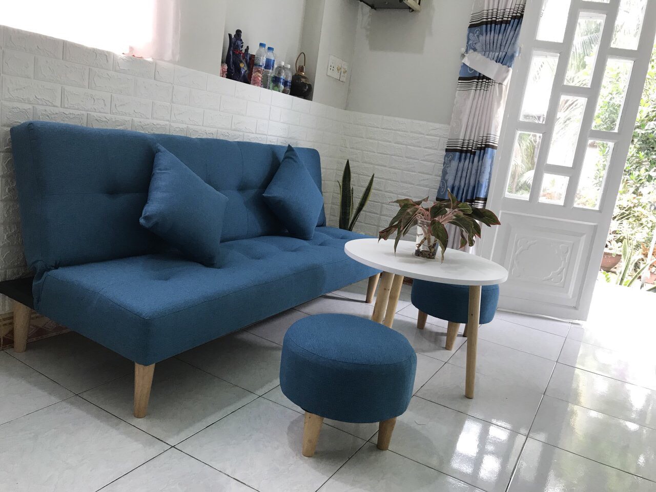 Bộ ghế sofa bed giường xanh dương PHKH1