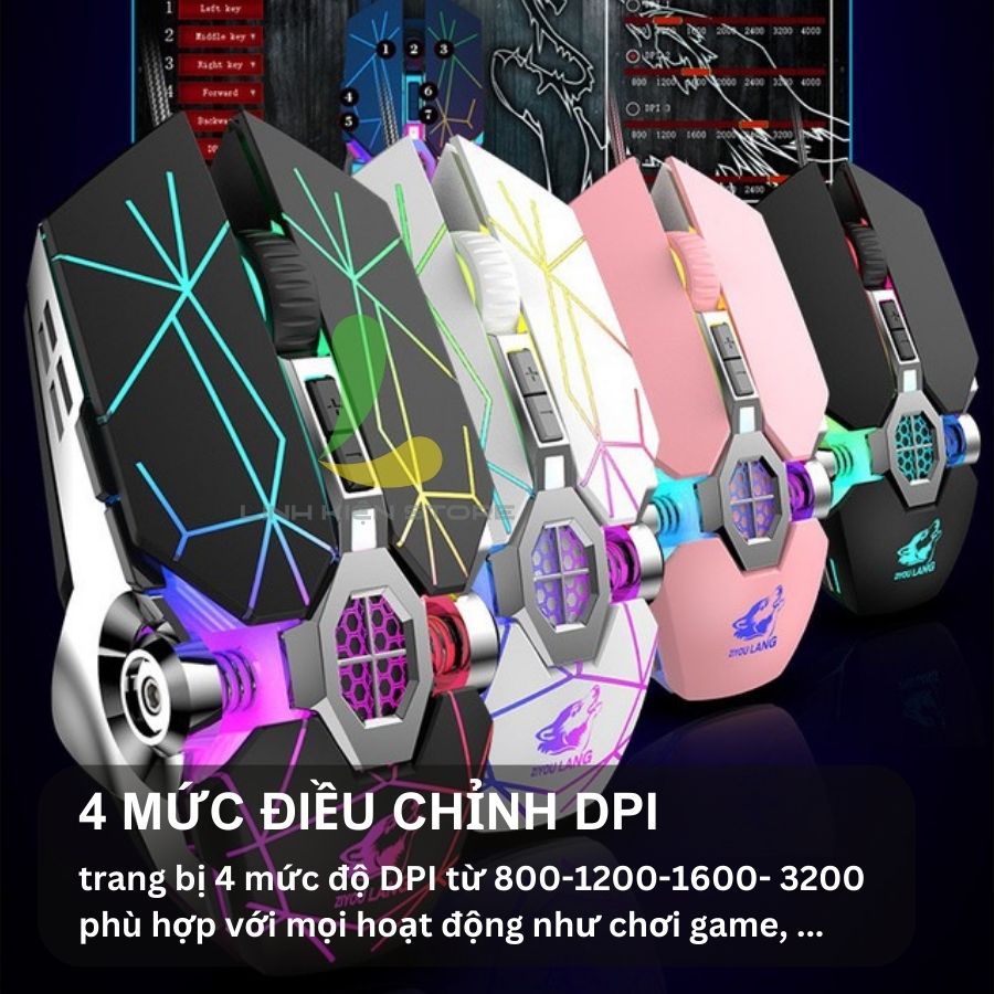 Chuột máy tính có dây ZhiyouLang V8 - Chuột gaming tích hợp đèn LED 7 màu ấn tượng phù hợp PC, Laptop