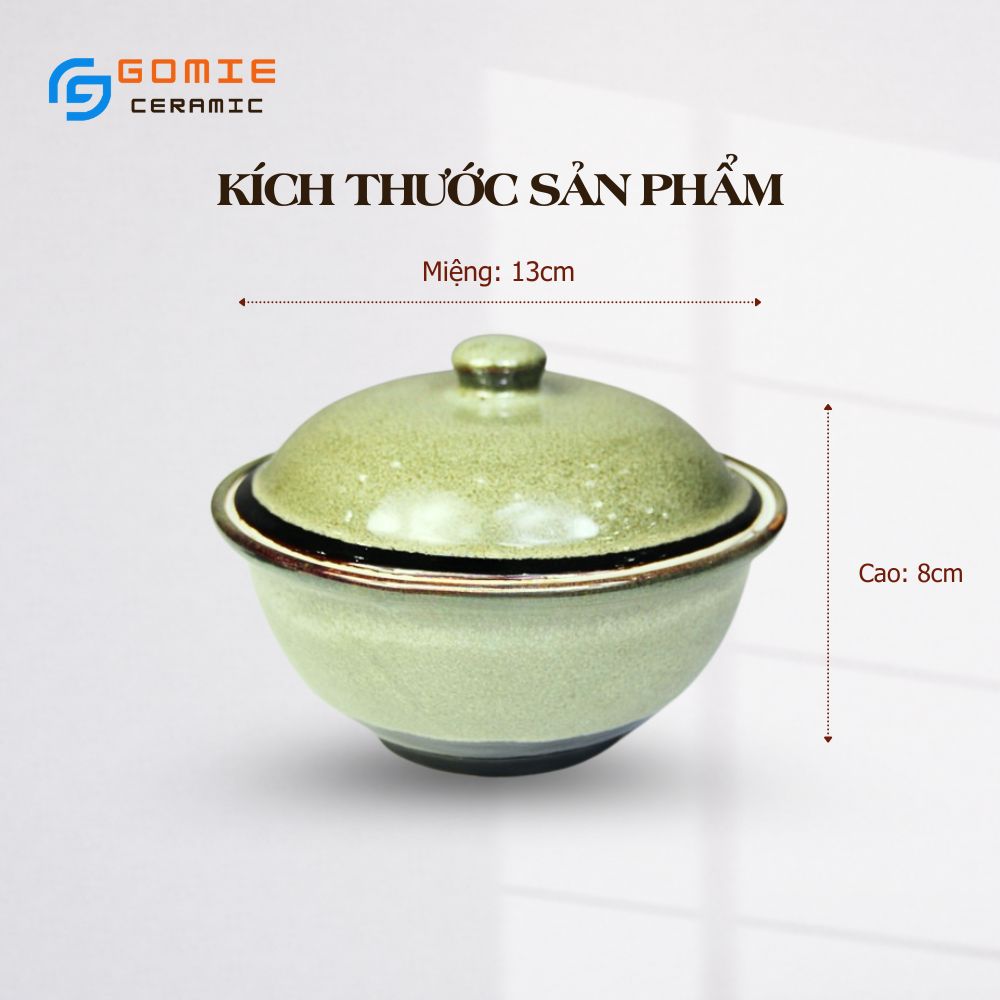 Bát Có Nắp Men Rêu 2 Size - Âu Cơm Không Quai Men Rêu