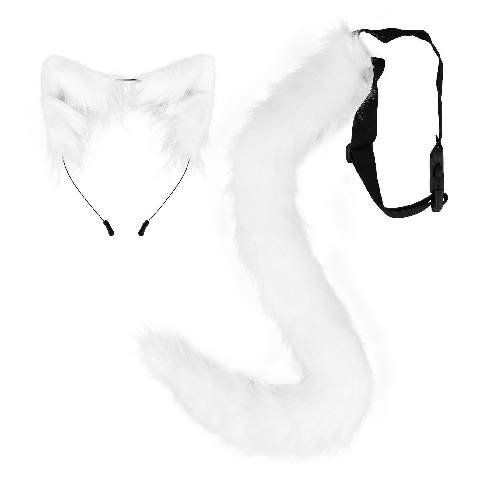 Faux  Ears and Tail Set Ear Headband Gift Animal Themed Parties Photo Props Animals Ears and Tail Cosplay Costume for Graduation Ceremony