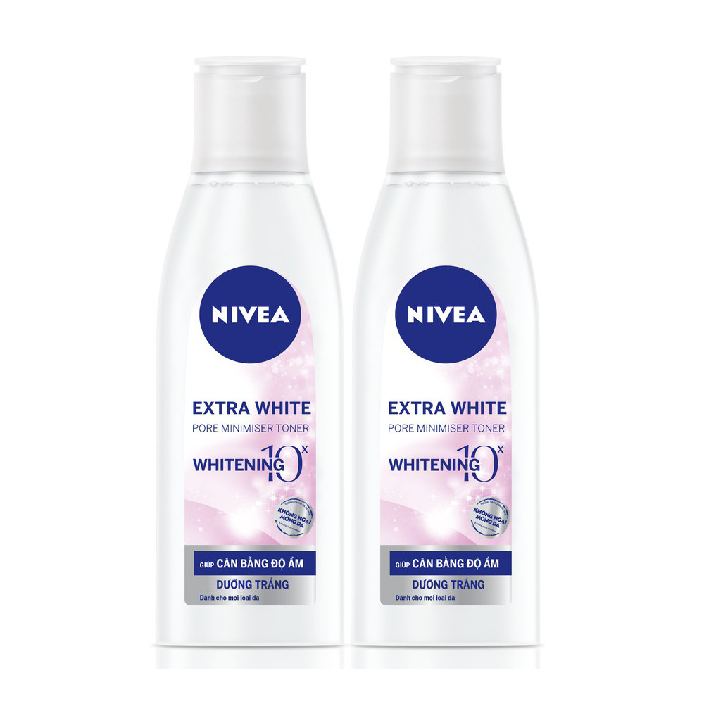 Combo 2 Nước Hoa Hồng NIVEA Extra White Dưỡng Trắng Da & Se Khít Lỗ Chân Lông