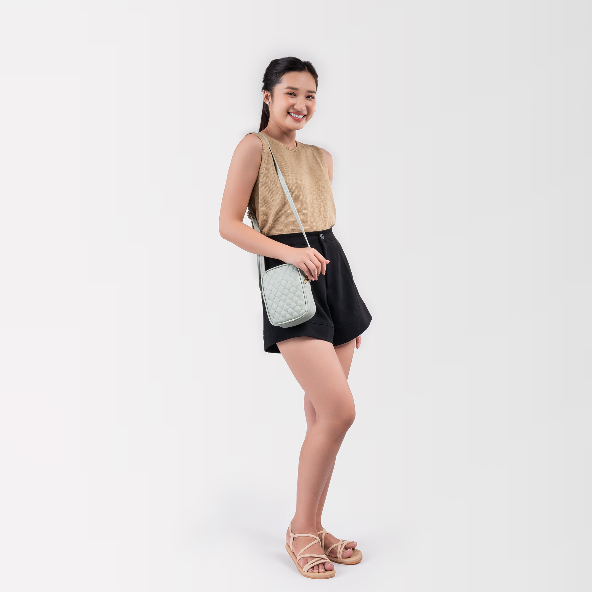 Túi đeo chéo nữ mini họa tiết trần chỉ caro Yuumy Seasand YN131