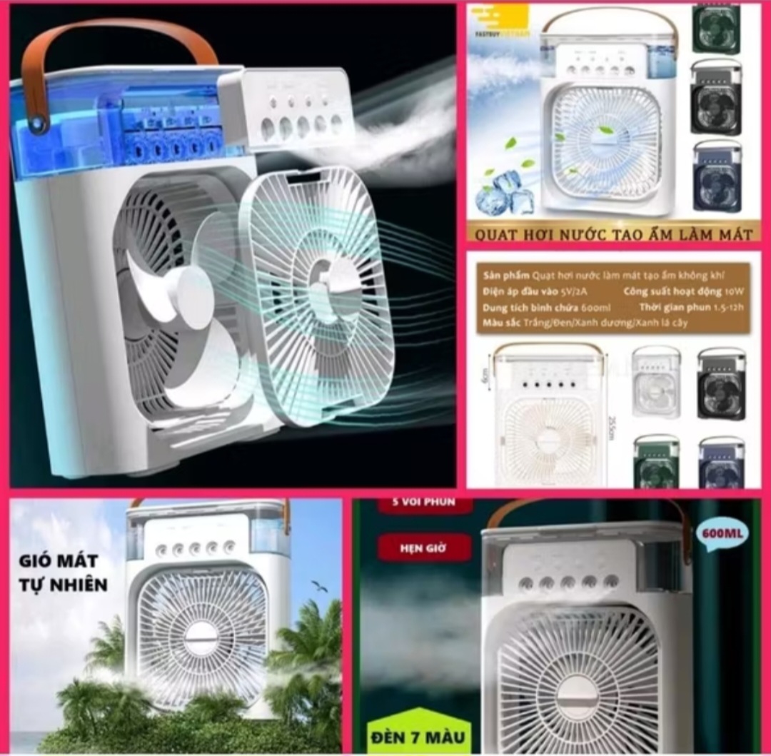 1 QUẠT PHUN SƯƠNG MINI 5 ĐẦU SIÊU MÁT LẠNH
