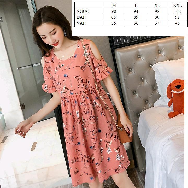 Đầm bầu voan hoa 2 lớp DN03 - 2XL