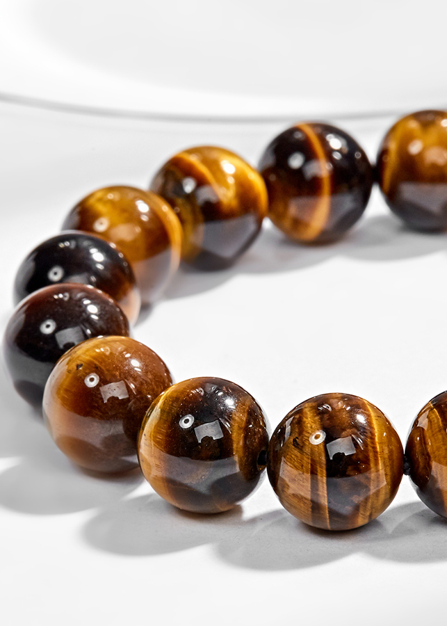 Vòng Tay Nam Đá Mắt Hổ Vàng Nâu Phối Tỳ Hưu Bạc Mạ Vàng 24K Ngọc Quý Gemstones