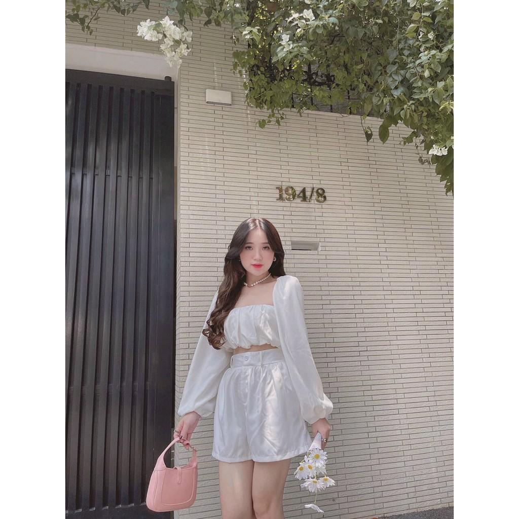 Set bộ áo croptop quần đùi siêu cute cho nàng dễ thương dạo phố Zashopp