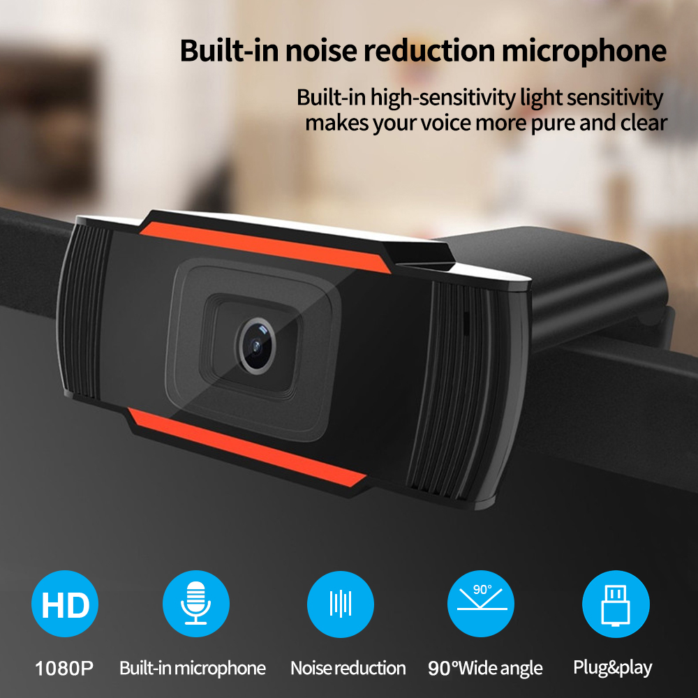 Webcam 1080P Tự động lấy nét, tích hợp Micrô giảm tiếng ồn cho máy tính