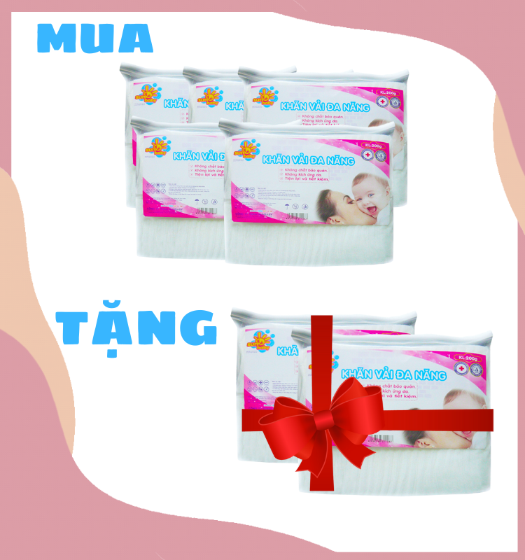 [MUA 5 TẶNG 2] Combo 5 bịch khăn vải khô đa năng KVB Sunbaby