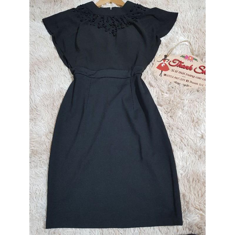 Đàm công sở đen body cổ ngọc 780