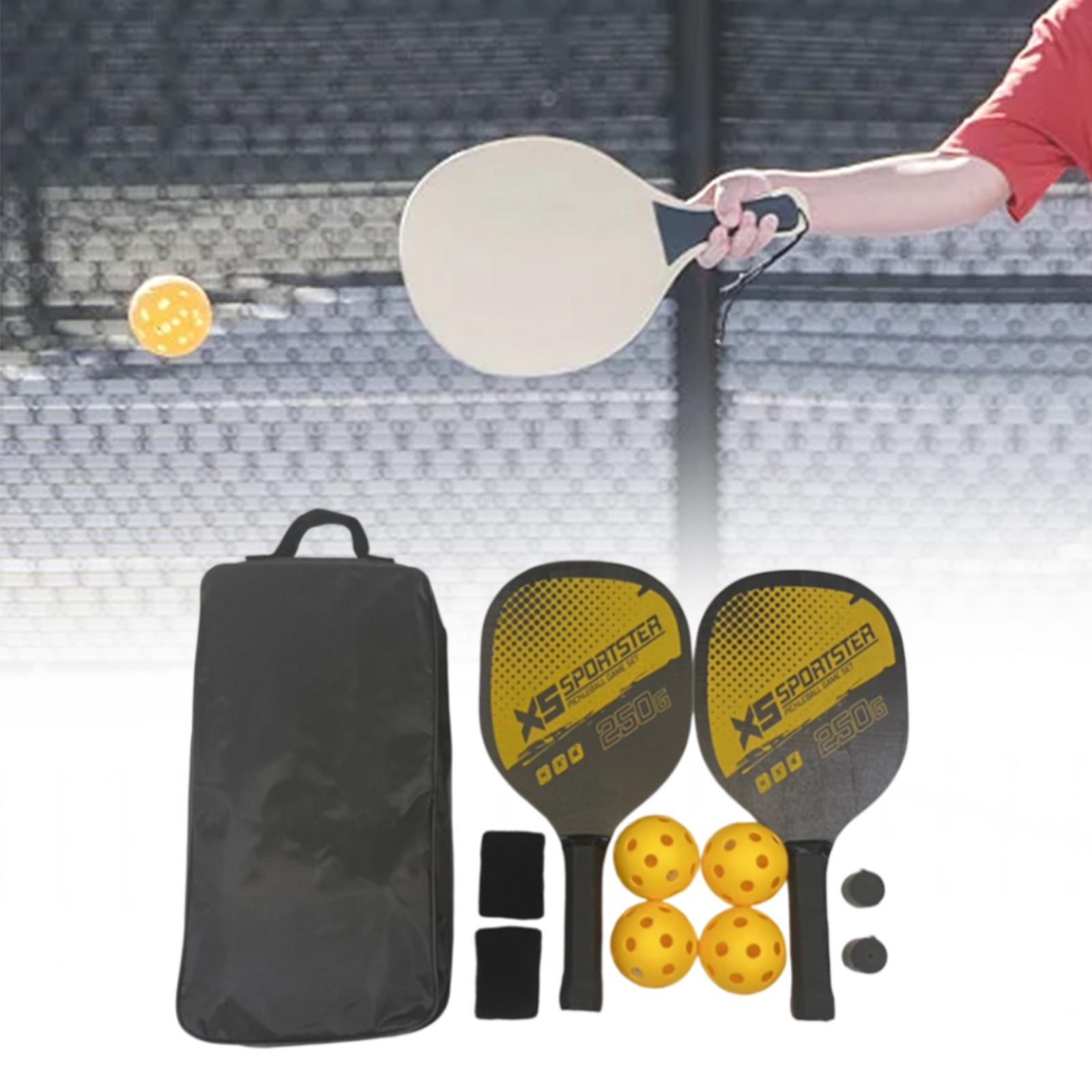 Pickleball Paddles Set 2 Paddles 4 Balls Non Slip Handle 2 Hand Glue 2 Bracers Racquet Pickleball Rackets for Player Beginner Play