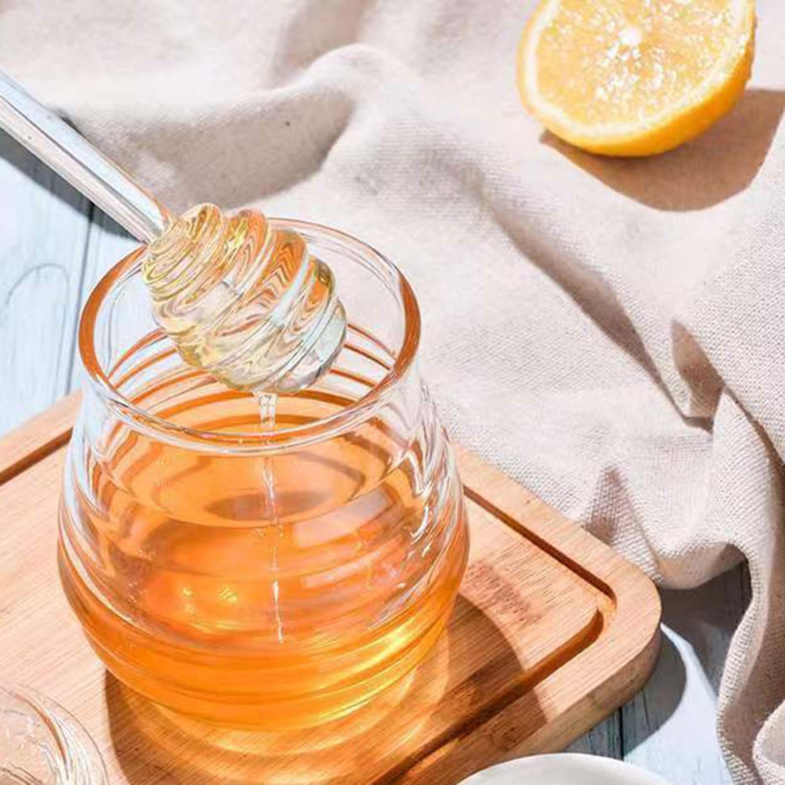 Honey Bee Pot Clear Dispenser Glass Beehive Honey Pot for Syrup Office Home