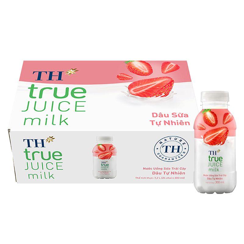 Mua Thùng 24 Chai Nước Uống Sữa Trái Cây TH True Juice Milk Dâu Tự