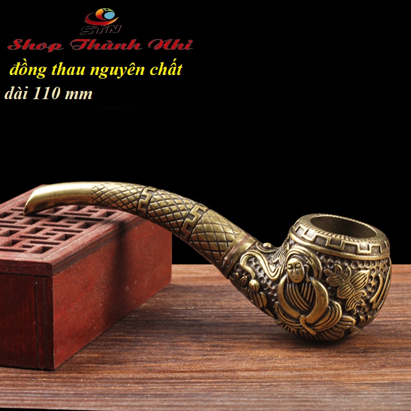 Tẩu thuốc đồng nguyên chất cao cấp khắc hình Phật | Shop Thành Nhi