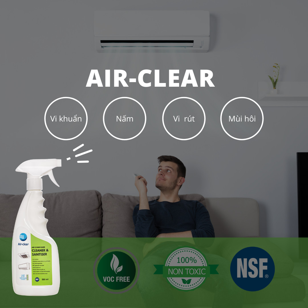 Chai xịt diệt khuẩn, nấm mốc máy lạnh điều hoà Air-Clear, 500ml , an toàn NSF