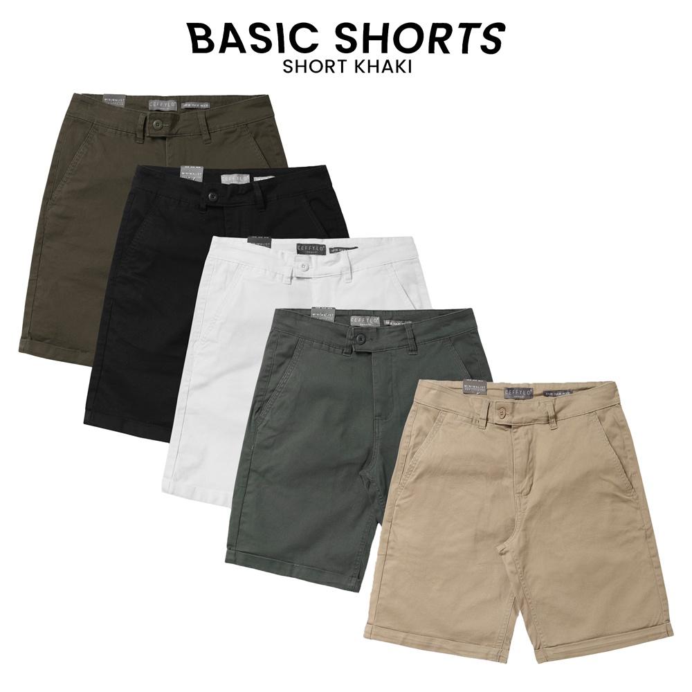 Basic Quần Shorts Khaki Ceffylo 5 Màu Cơ Bản, Chất Liệu Kaki Co Giãn Nhẹ, Không Bai Xù