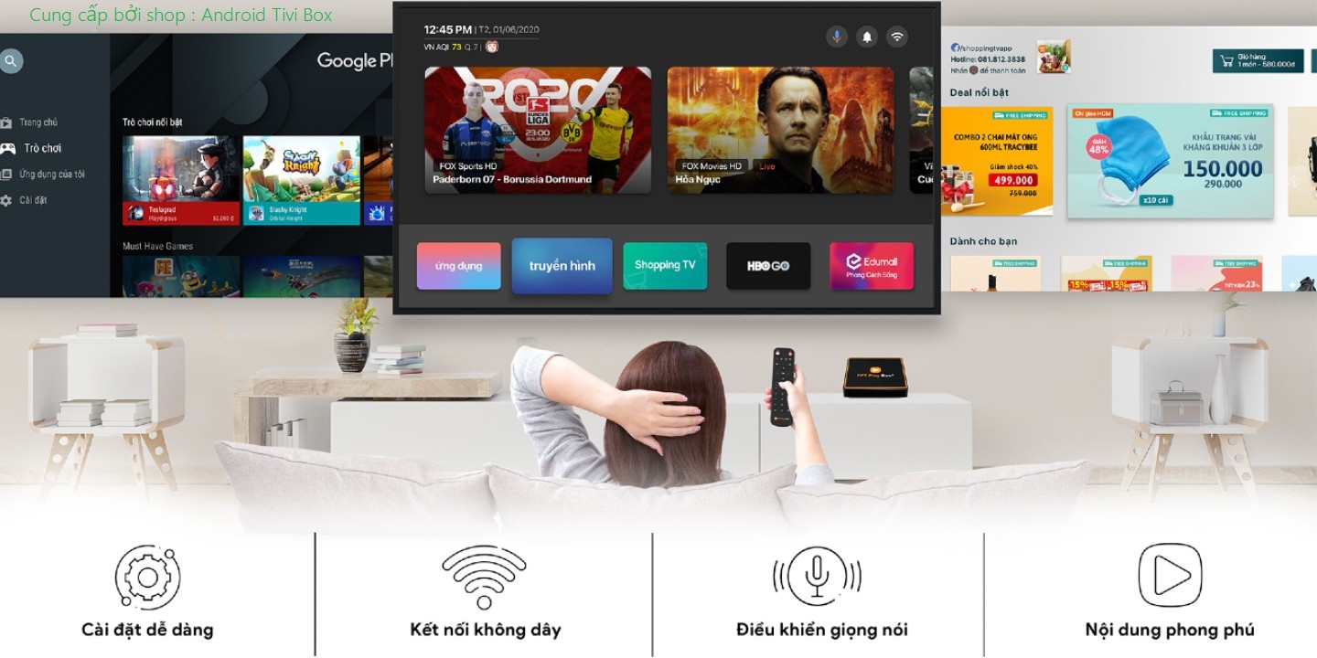 FPT Play Box 2020 mã T550 truyền hình điều khiển giọng nói Fpt play box plus 4k android tv box fpt smart box fpt box 2020